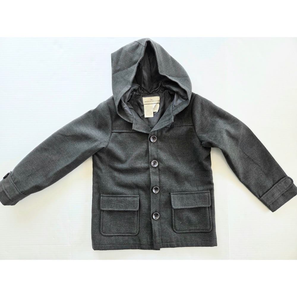 American Widgeon Girls Charcoal Gray Hooded Pea Coat Jacket Size 10